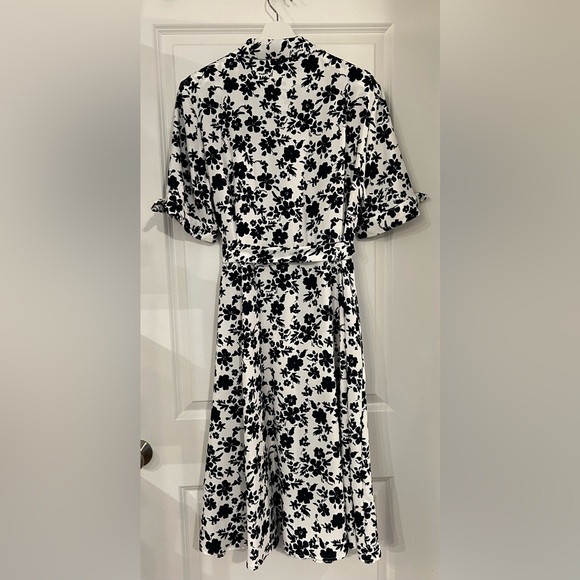 Calvin Klein Black and White Floral Midi Dress - Like New - Picture 5 of 8